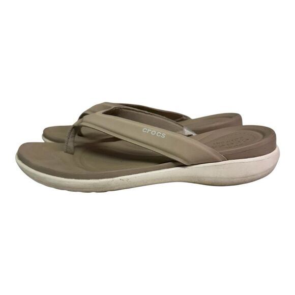 Crocs Women's Kadee II Flip Flops Sandals Comfort Thong Tan Beige Size - Picture 2 of 10